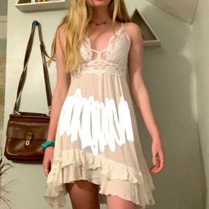 Free People Adella White Lace Trimmed Dress